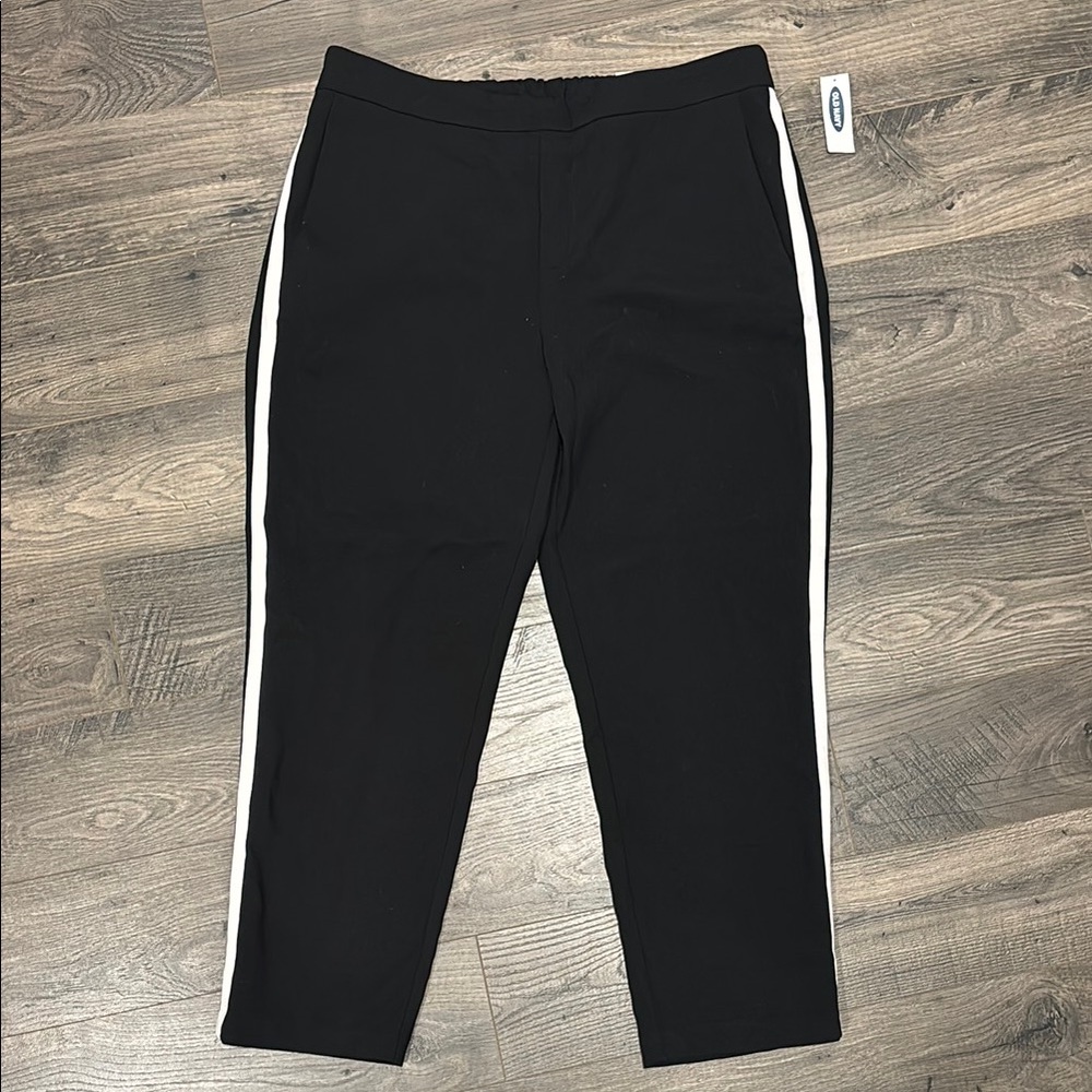 Old Navy black pants with white stripe